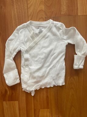 14 Carter's White Wrap-Front Long Sleeve Baby Tops - Soft Knit